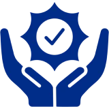 Hands holding a certified badge