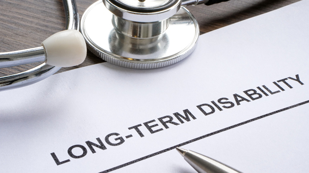 Long term disability form with stethoscope