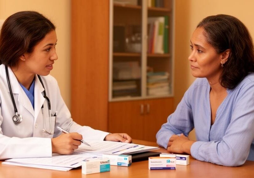 Doctor consulting with a patient in office